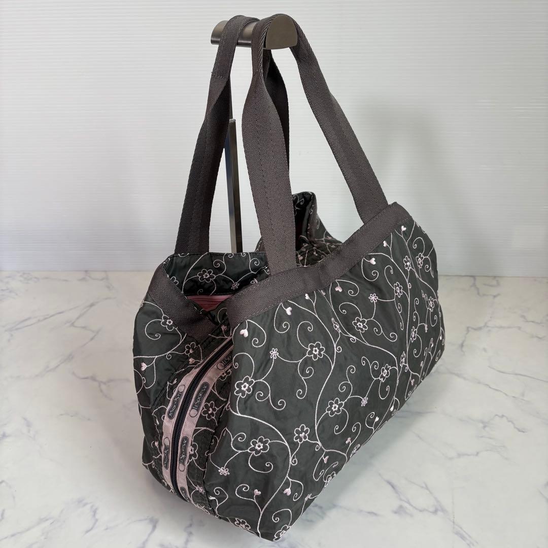 新品 レスポートサック ハワイ限定 グレー ヴァイン ハンドバッグ 刺繍