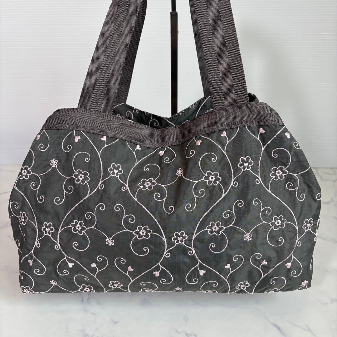 新品 レスポートサック ハワイ限定 グレー ヴァイン ハンドバッグ 刺繍