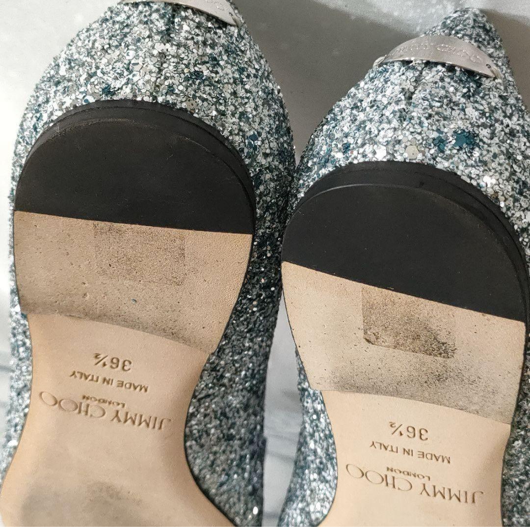 JIMMY CHOO フラットシューズ シルバーグリッター