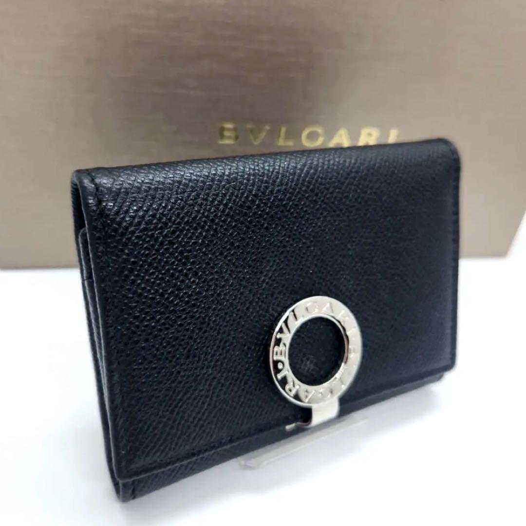 極美品 BVLGARI ブルガリ レザー カードケース 名刺入れ ブラックレザー