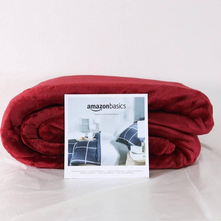 2枚セット 新品 アマゾンベーシック ブランケット 大判 赤 ベルベット調