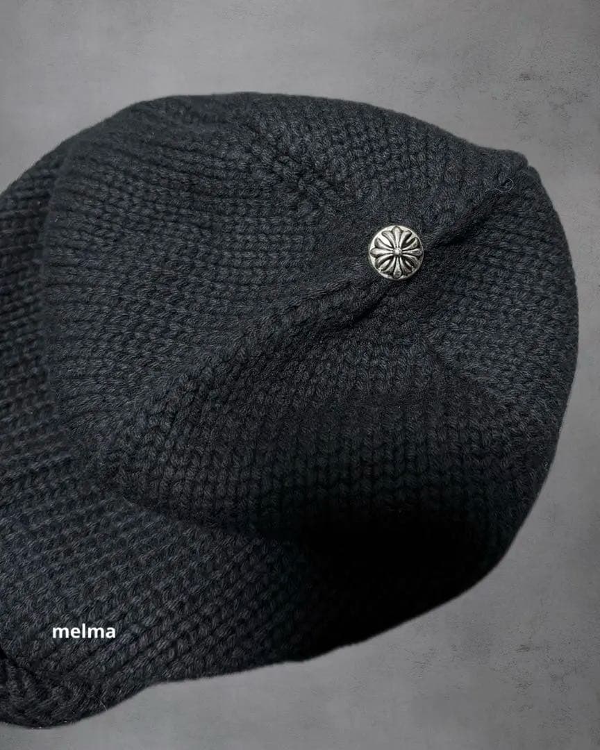 【即購入OK‼️】ニット帽 ビーニー クロス ニットCH柄刺繍 男女兼用　Y2K