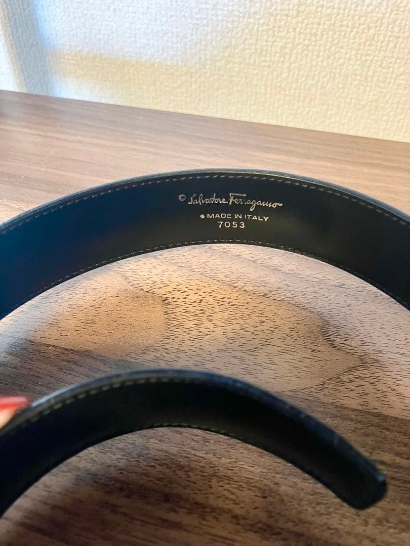 フェラガモ　ブラック ベルト ダブルガンチーニ　レザー