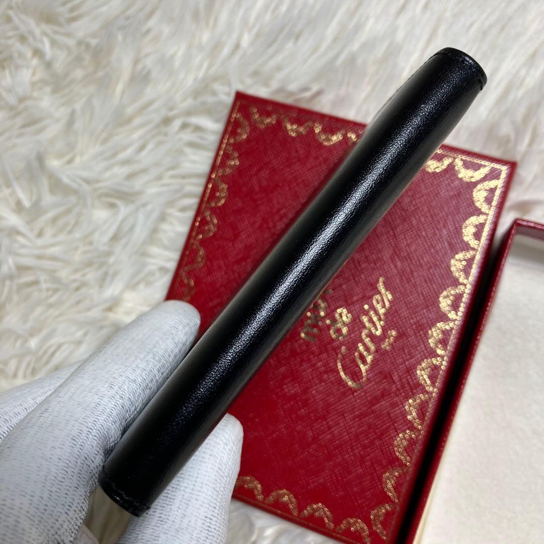 【未使用保管】 カルティエ 名刺入れ レザーブラック ゴールドロゴ