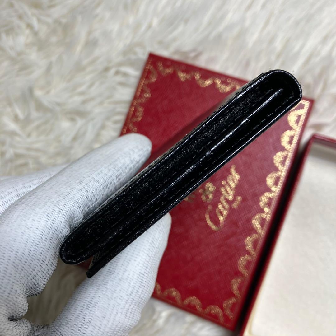 【未使用保管】 カルティエ 名刺入れ レザーブラック ゴールドロゴ