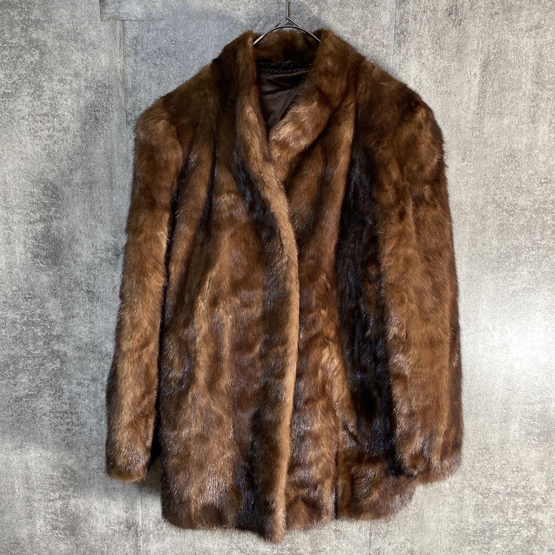 極上リアルファーコート ミンク調 美艶ブラウン 大人エレガント 高級アウター