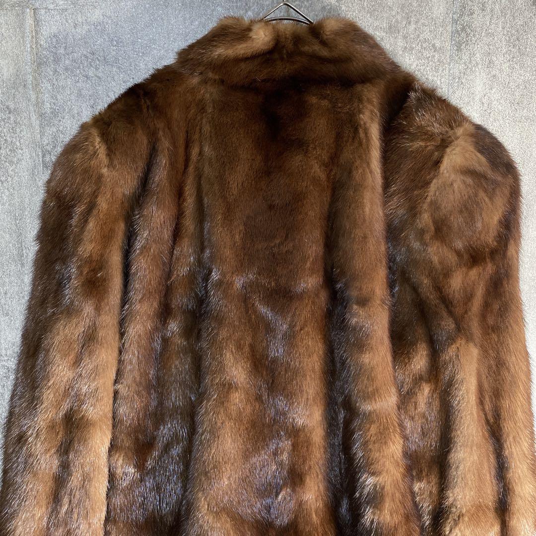 極上リアルファーコート ミンク調 美艶ブラウン 大人エレガント 高級アウター