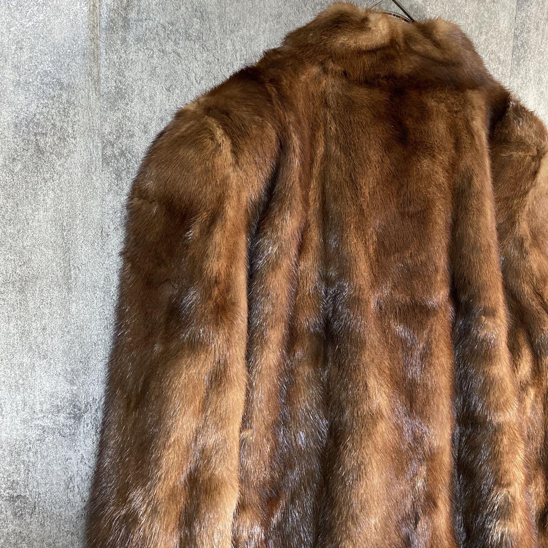 極上リアルファーコート ミンク調 美艶ブラウン 大人エレガント 高級アウター