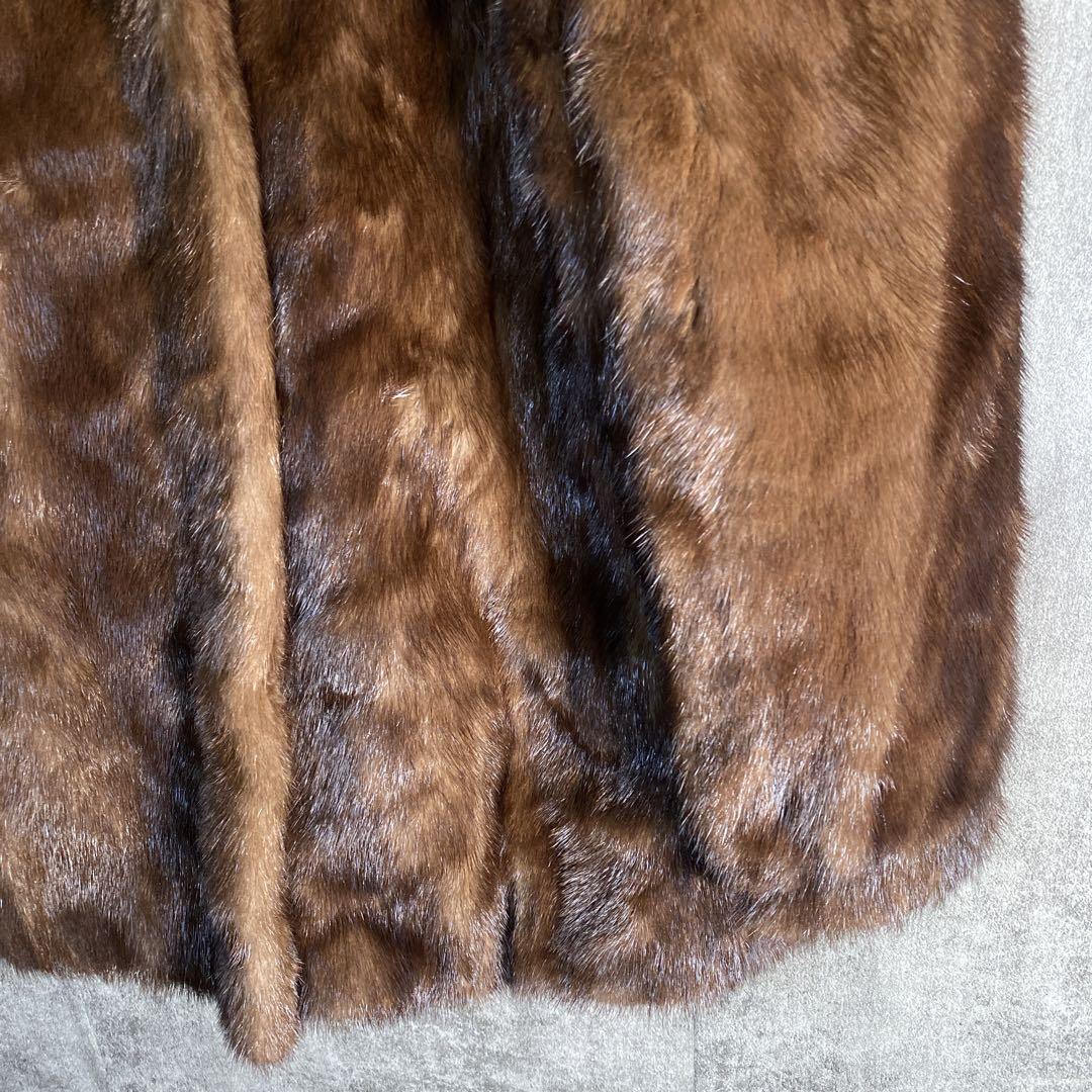 極上リアルファーコート ミンク調 美艶ブラウン 大人エレガント 高級アウター