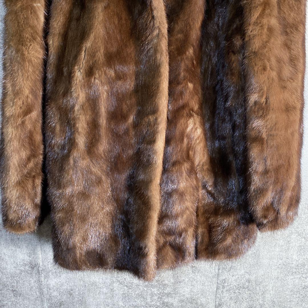 極上リアルファーコート ミンク調 美艶ブラウン 大人エレガント 高級アウター