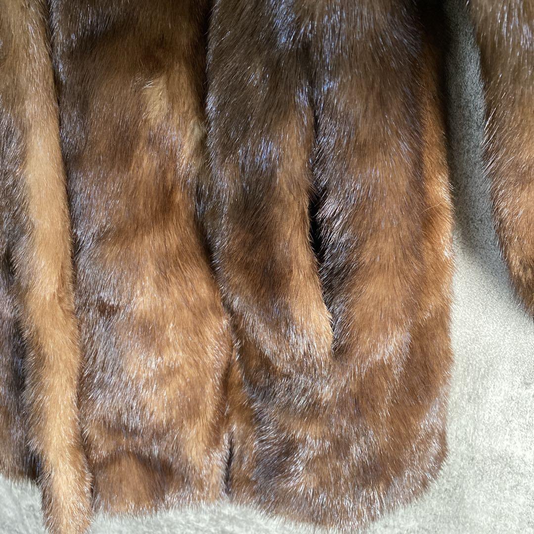 極上リアルファーコート ミンク調 美艶ブラウン 大人エレガント 高級アウター