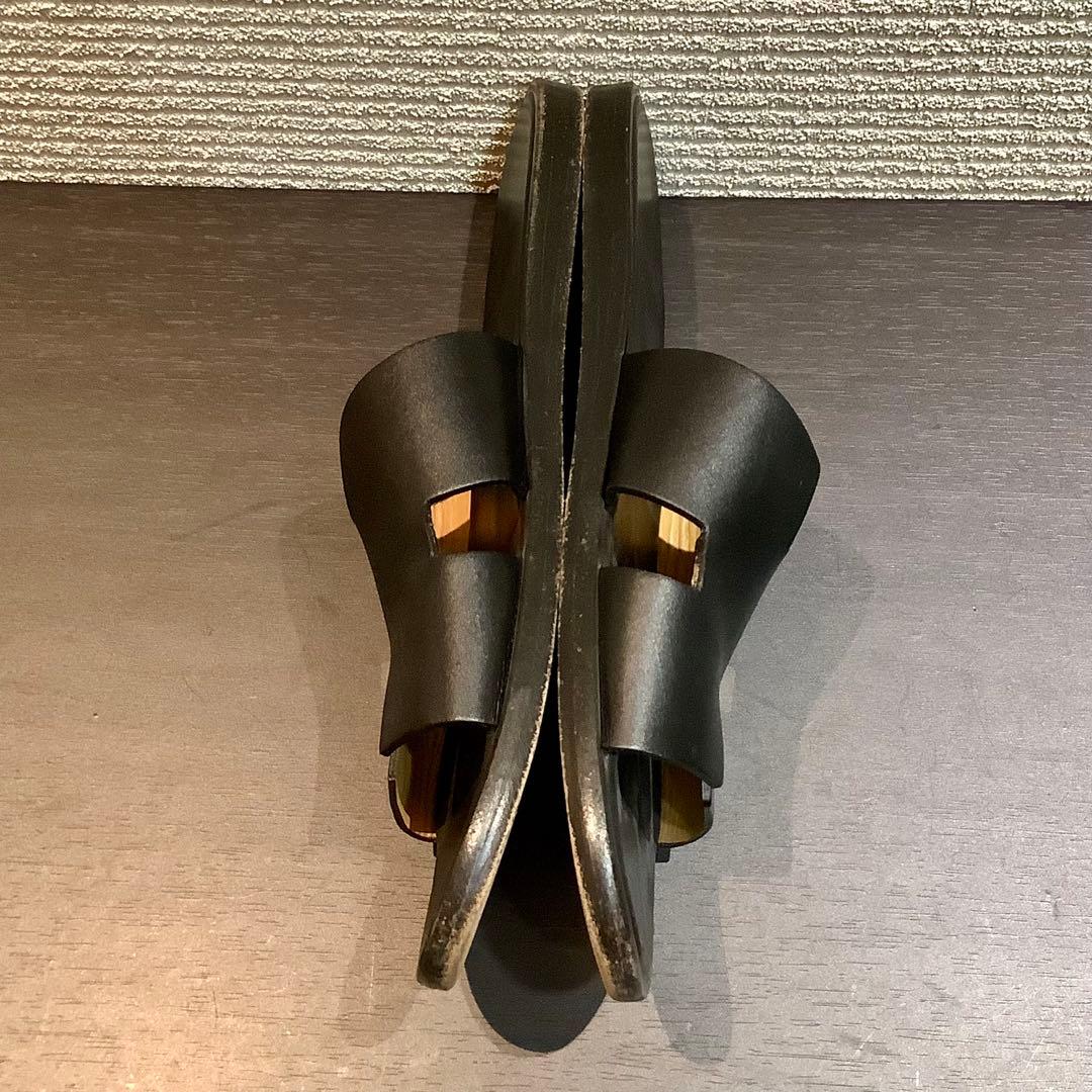 エルメス HERMES イズミール レザー サンダル Hモチーフ 黒 ブラック