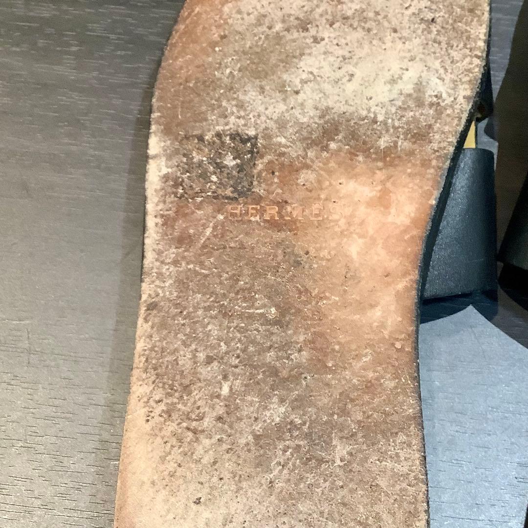 エルメス HERMES イズミール レザー サンダル Hモチーフ 黒 ブラック