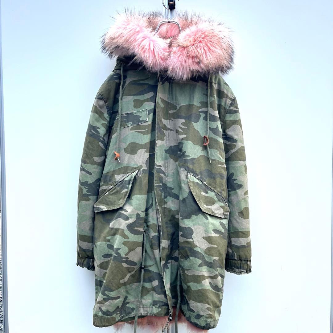 p*i様 Mr&Mrs ITALY ミリタリーコート 迷彩柄 コーラルピンクファ