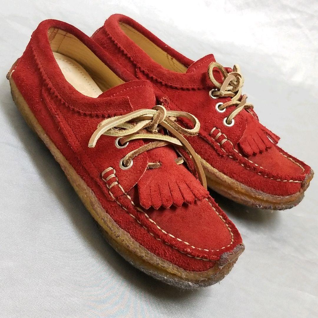秋冬 ユケテン モカシン クレープソール シューズ 赤 YUKETEN 24