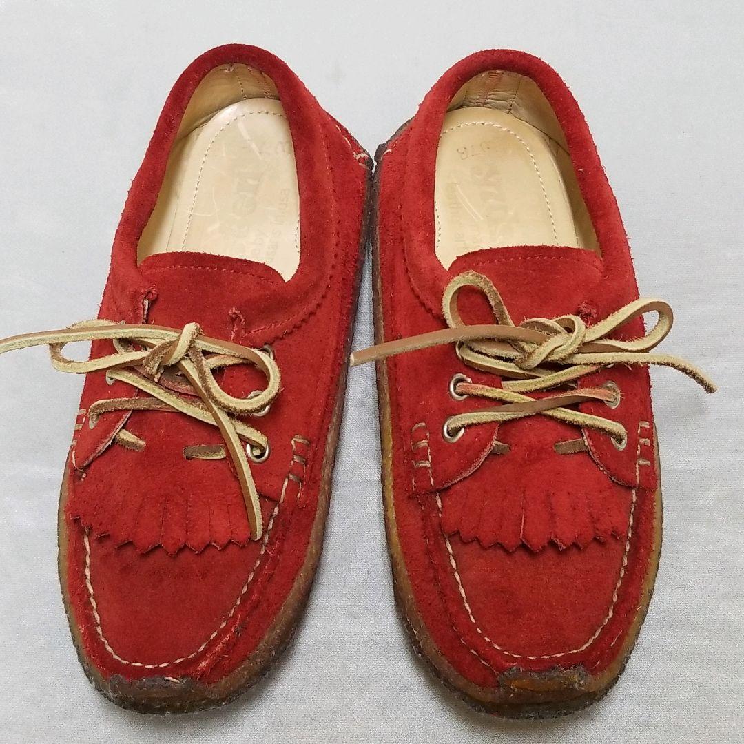秋冬 ユケテン モカシン クレープソール シューズ 赤 YUKETEN 24