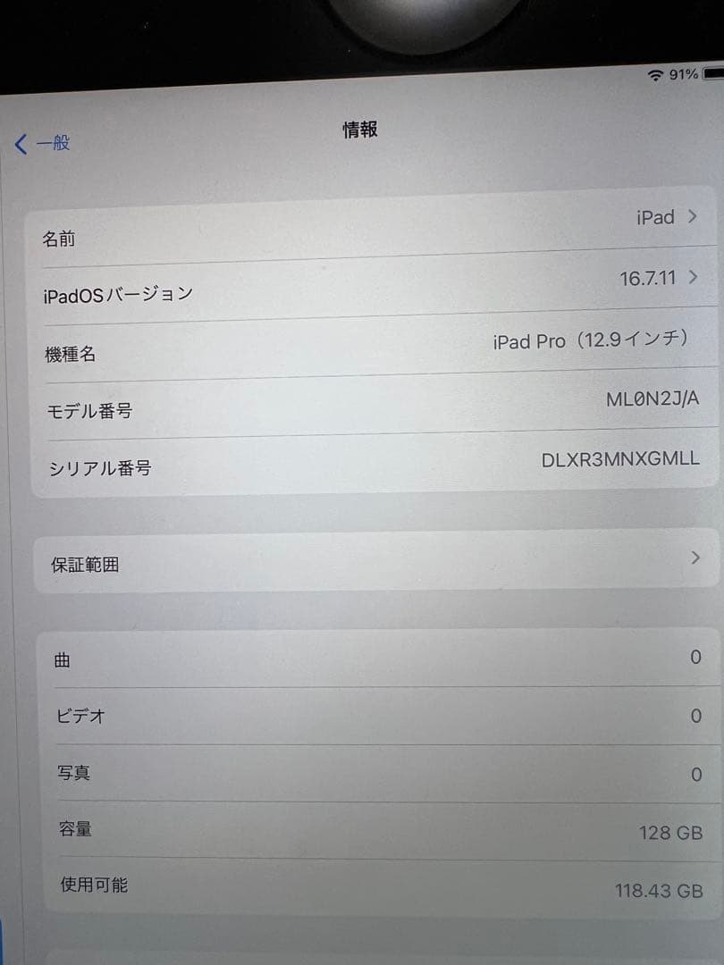 Apple iPad 12.9インチ 128GB 本体