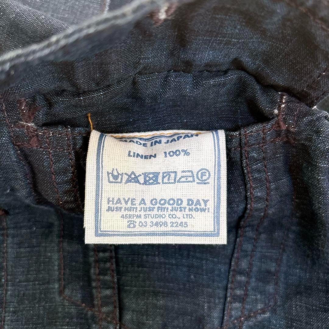 希少☆45R リネンの908空比古比女ジャン（インディゴ）ジャケット