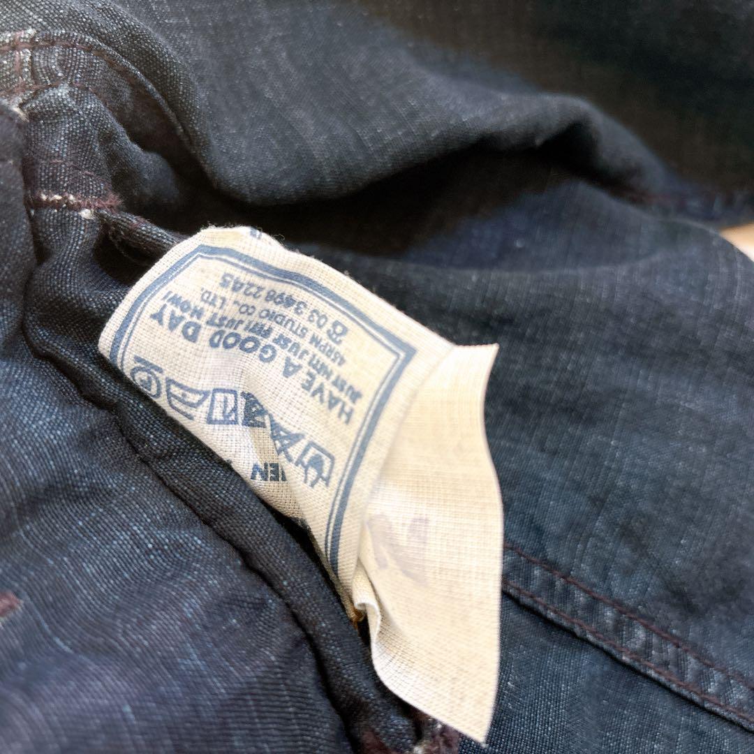 希少☆45R リネンの908空比古比女ジャン（インディゴ）ジャケット