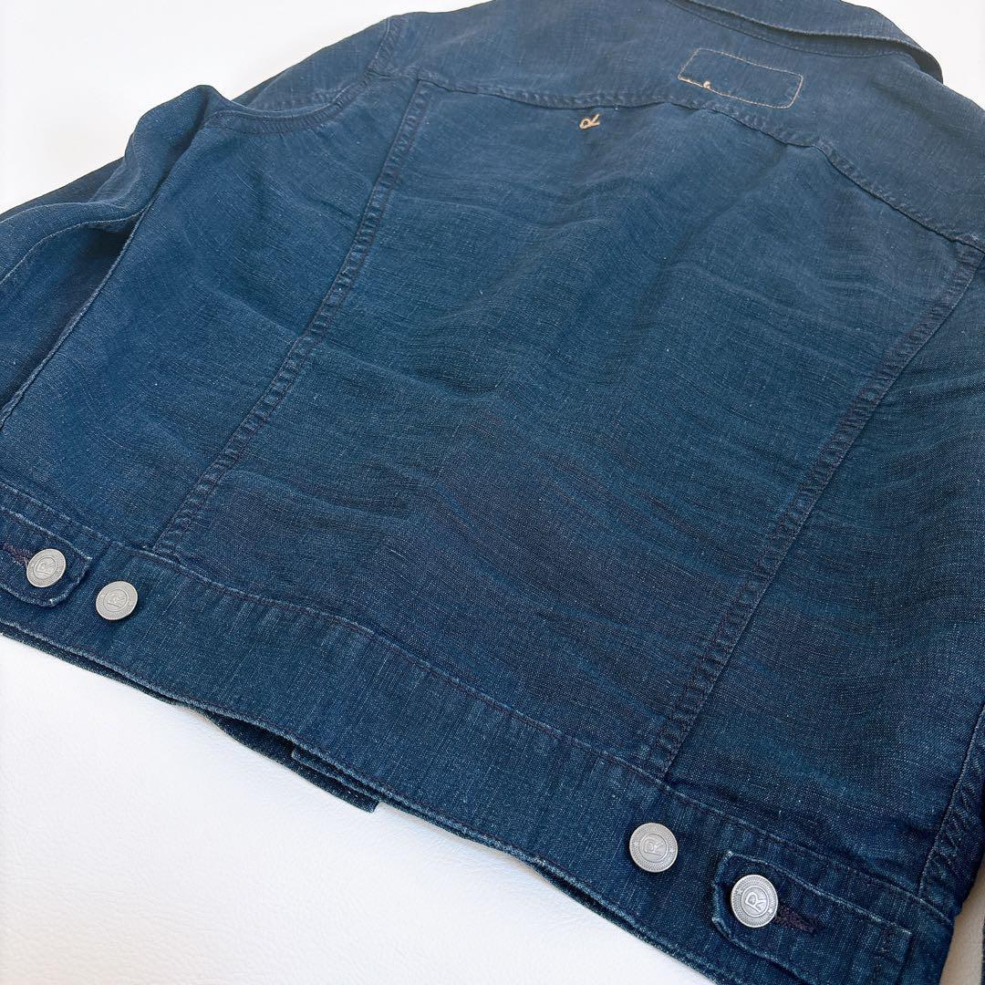 希少☆45R リネンの908空比古比女ジャン（インディゴ）ジャケット