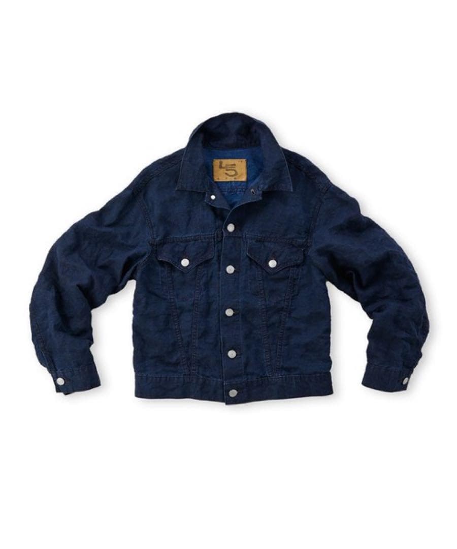 希少☆45R リネンの908空比古比女ジャン（インディゴ）ジャケット