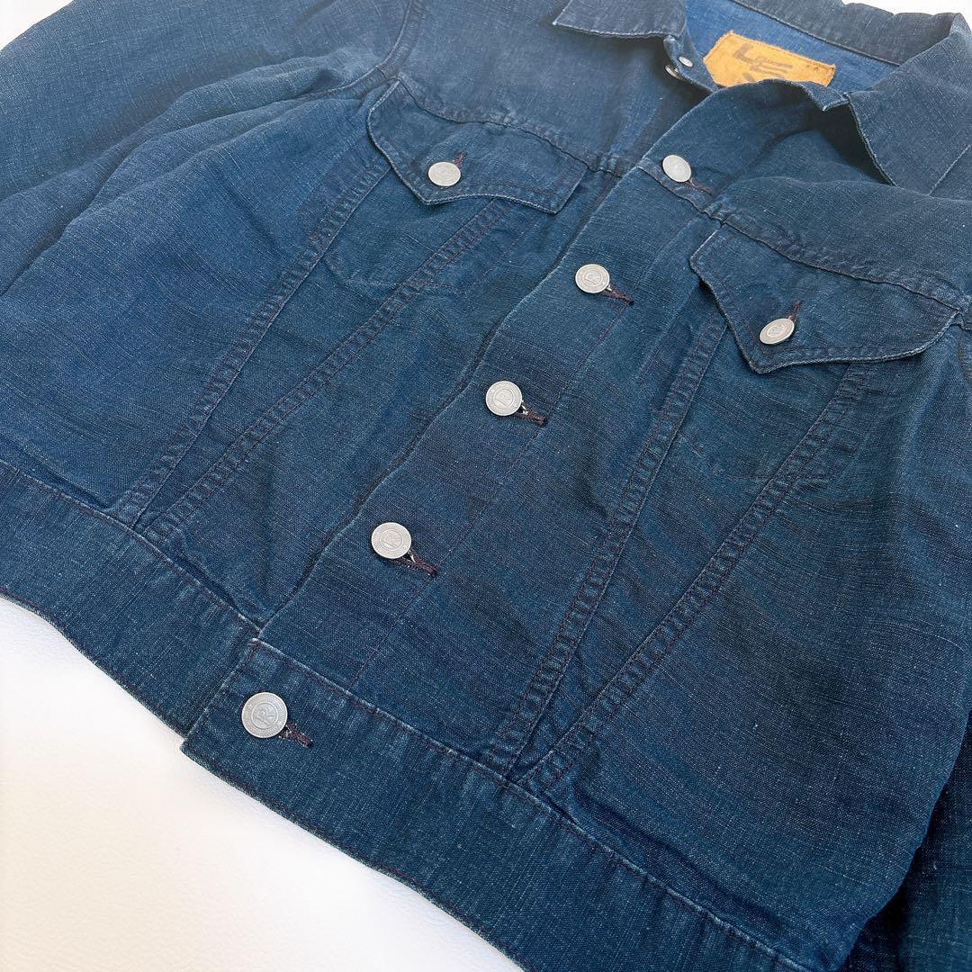 希少☆45R リネンの908空比古比女ジャン（インディゴ）ジャケット