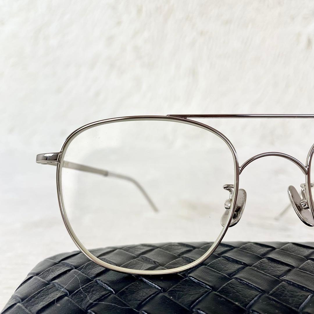 極美品　A.D.S.R　MORGA07　伊達メガネ　度なし　シルバーフレーム
