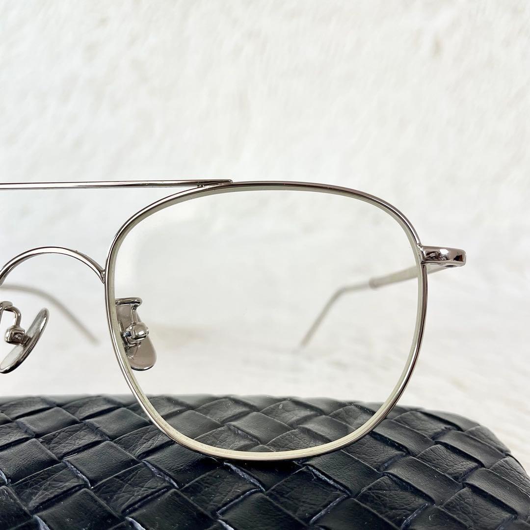 極美品　A.D.S.R　MORGA07　伊達メガネ　度なし　シルバーフレーム