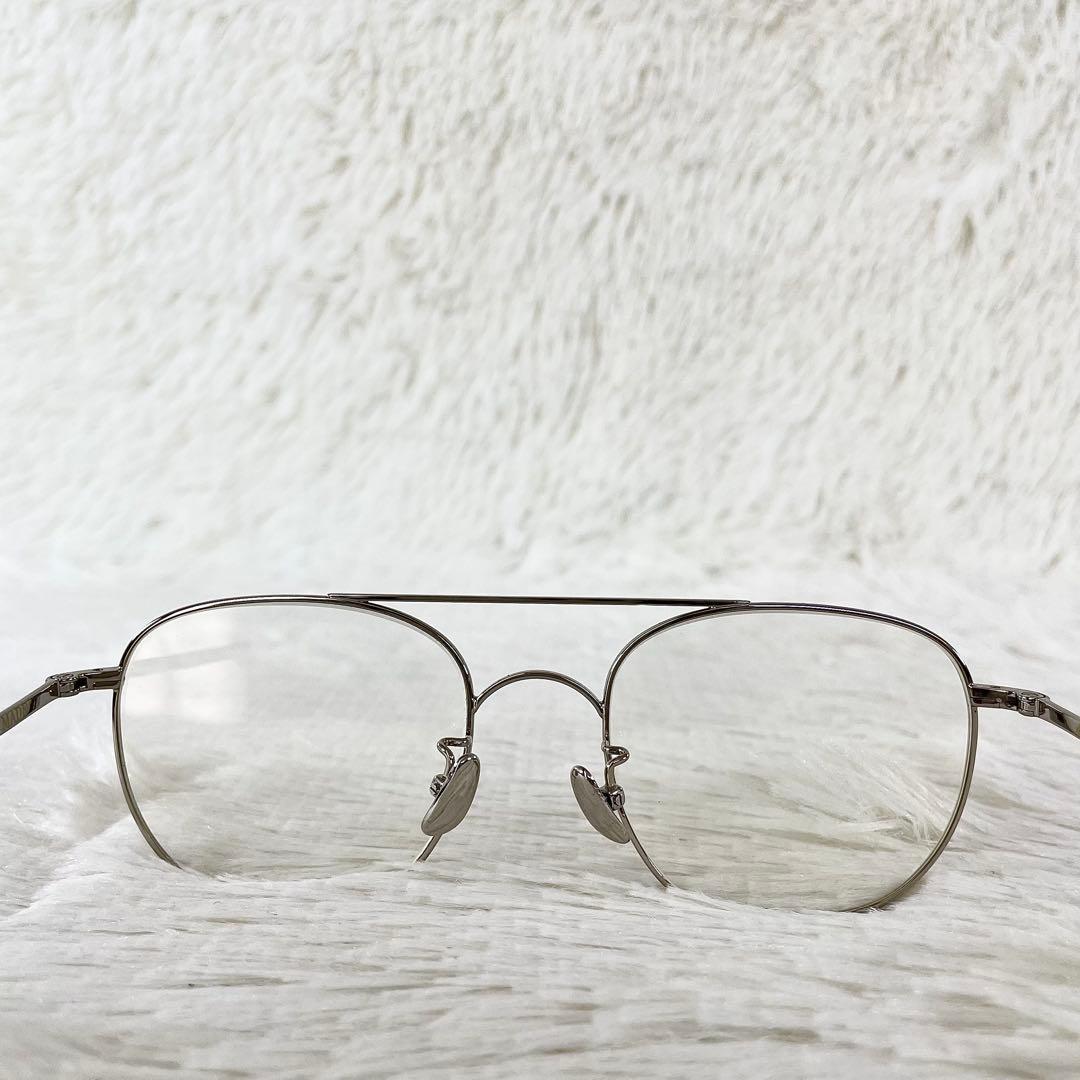 極美品　A.D.S.R　MORGA07　伊達メガネ　度なし　シルバーフレーム