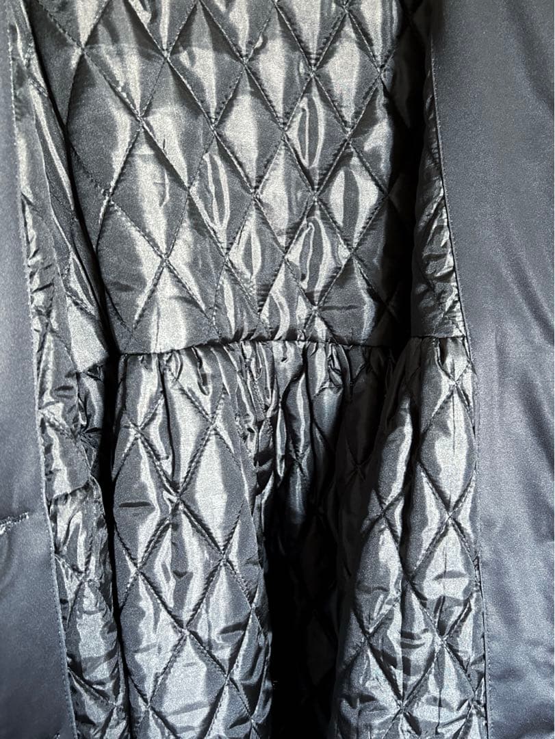 夢展望 ファー付き ローズパネル柄 コート ブラック 姫系