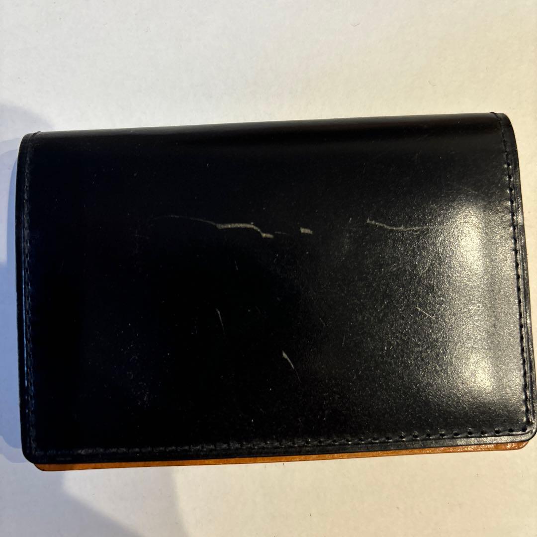 GANZO レザー 名刺入れ 紺 ネイビー