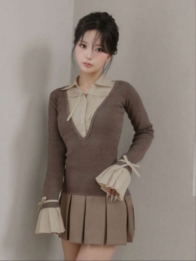 ☆値下げ中☆ Darich シャツドッキングプリーツミニワンピース