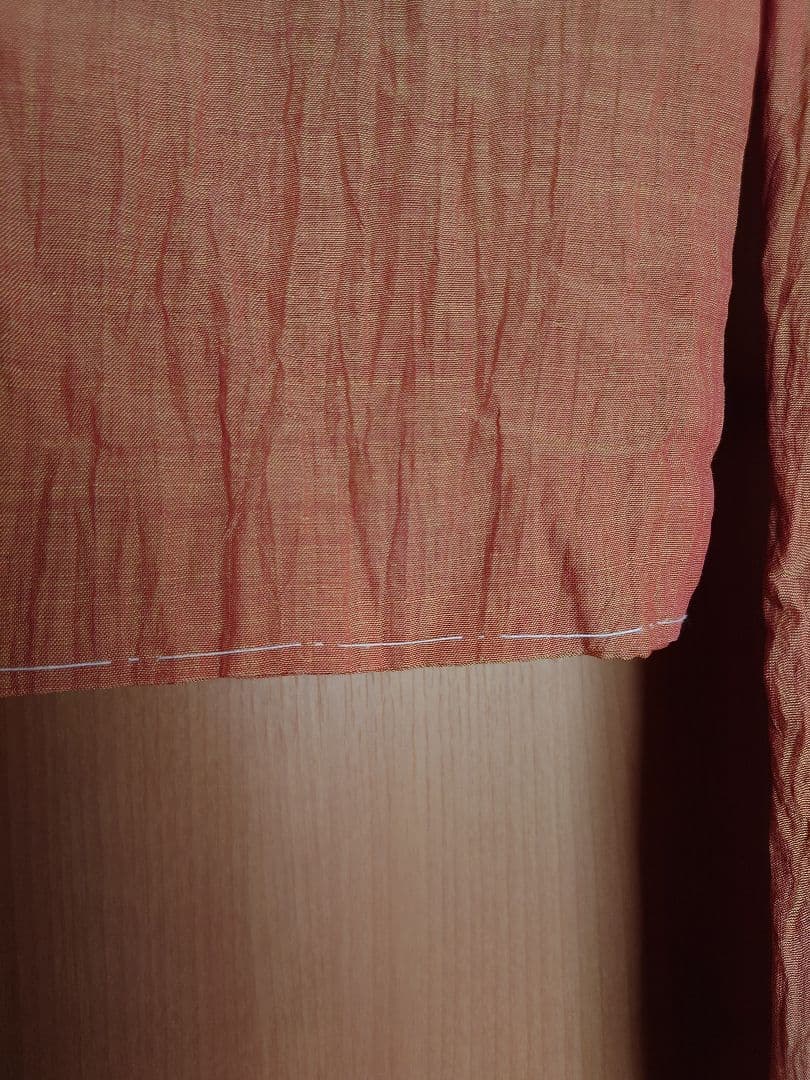 激レア　本麻長襦袢彩加　小千谷　縮加工　玉虫色　しつけ糸つき　仕立て上がり