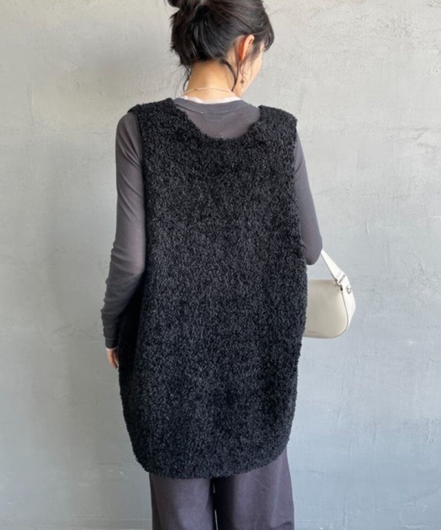 美品✨mizuiroindミズイロインド ヘアリーヤーンワイド Vネックベスト