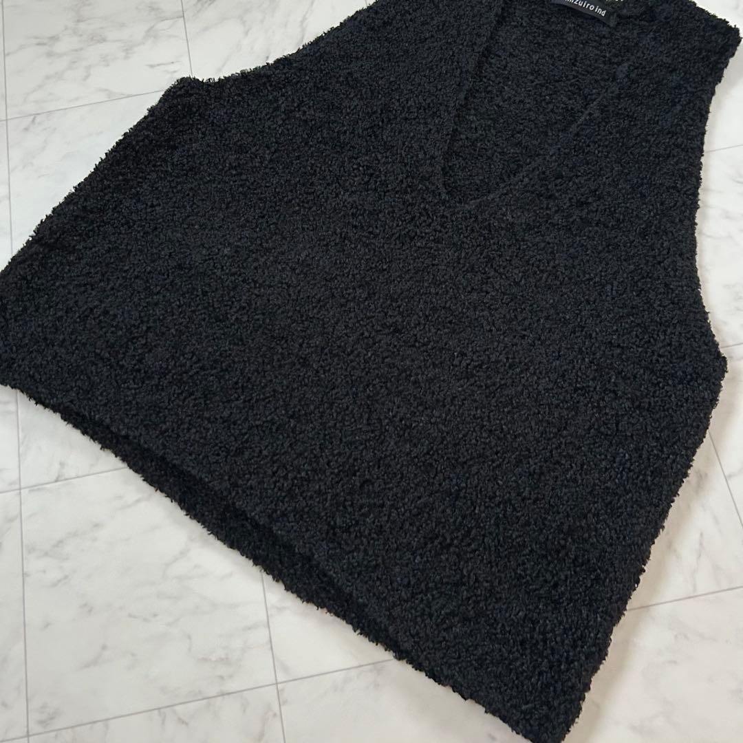 美品✨mizuiroindミズイロインド ヘアリーヤーンワイド Vネックベスト