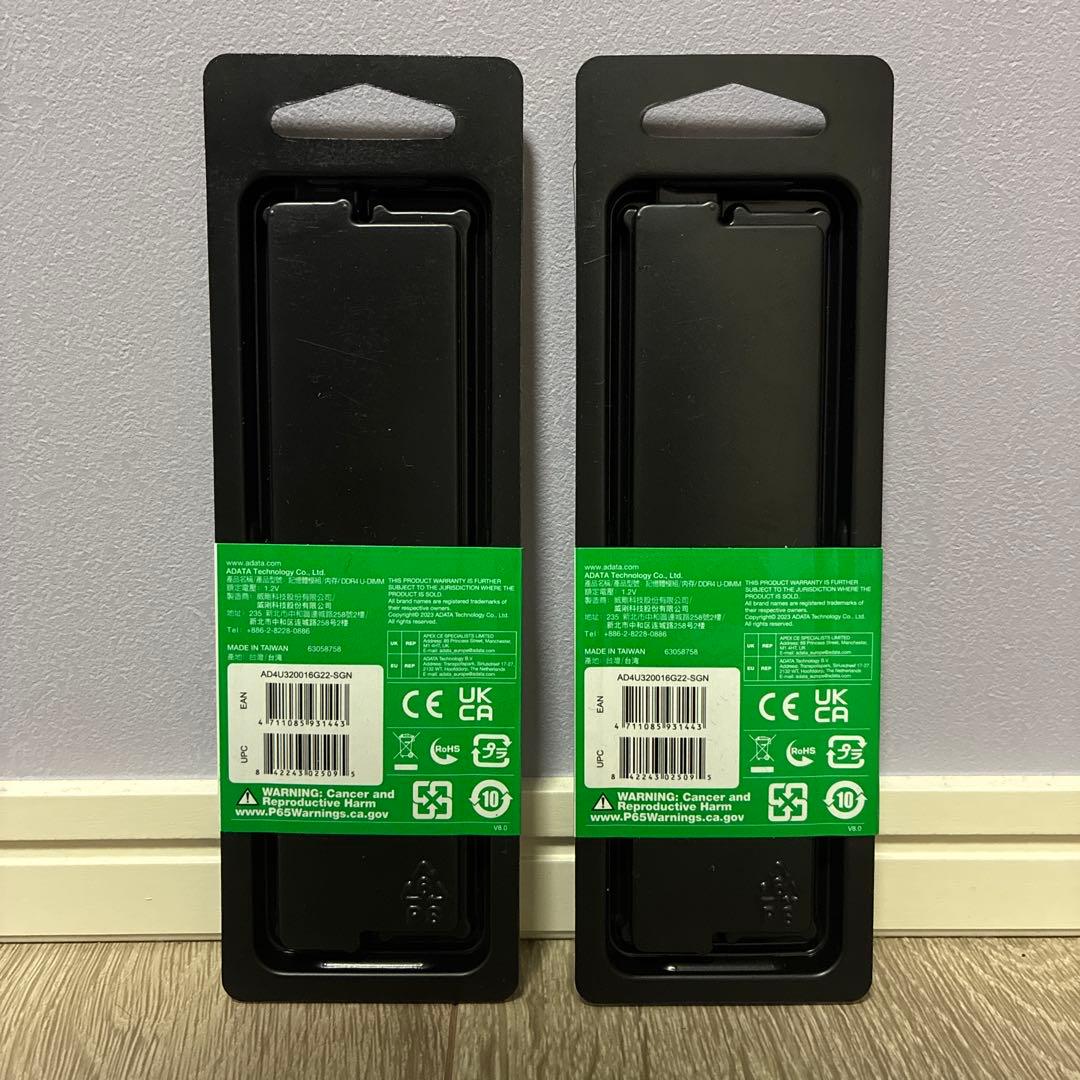 【新品未開封】ADATA エーデータ メモリ 16GB×2枚 交換用、自作PC用