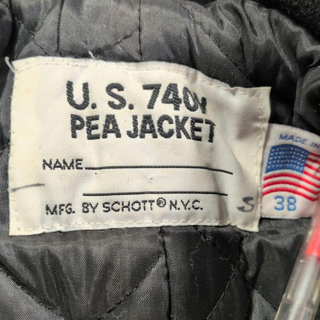 Schott ピーコート 740N 裏地キルティング USA製 ブラック 38