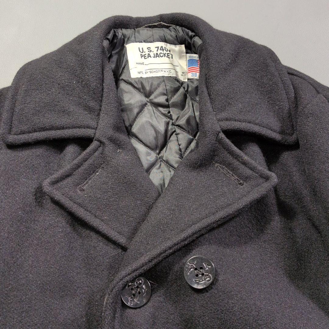 Schott ピーコート 740N 裏地キルティング USA製 ブラック 38