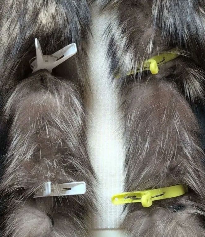 サマンサ品【銀サガ】シルバーFOX毛皮コート着丈80cmサイズ(L)