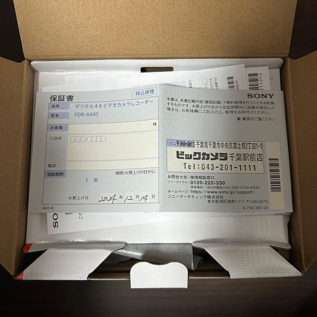 新品 SONY(ソニー) 4K ビデオカメラ Handycam FDR-AX45