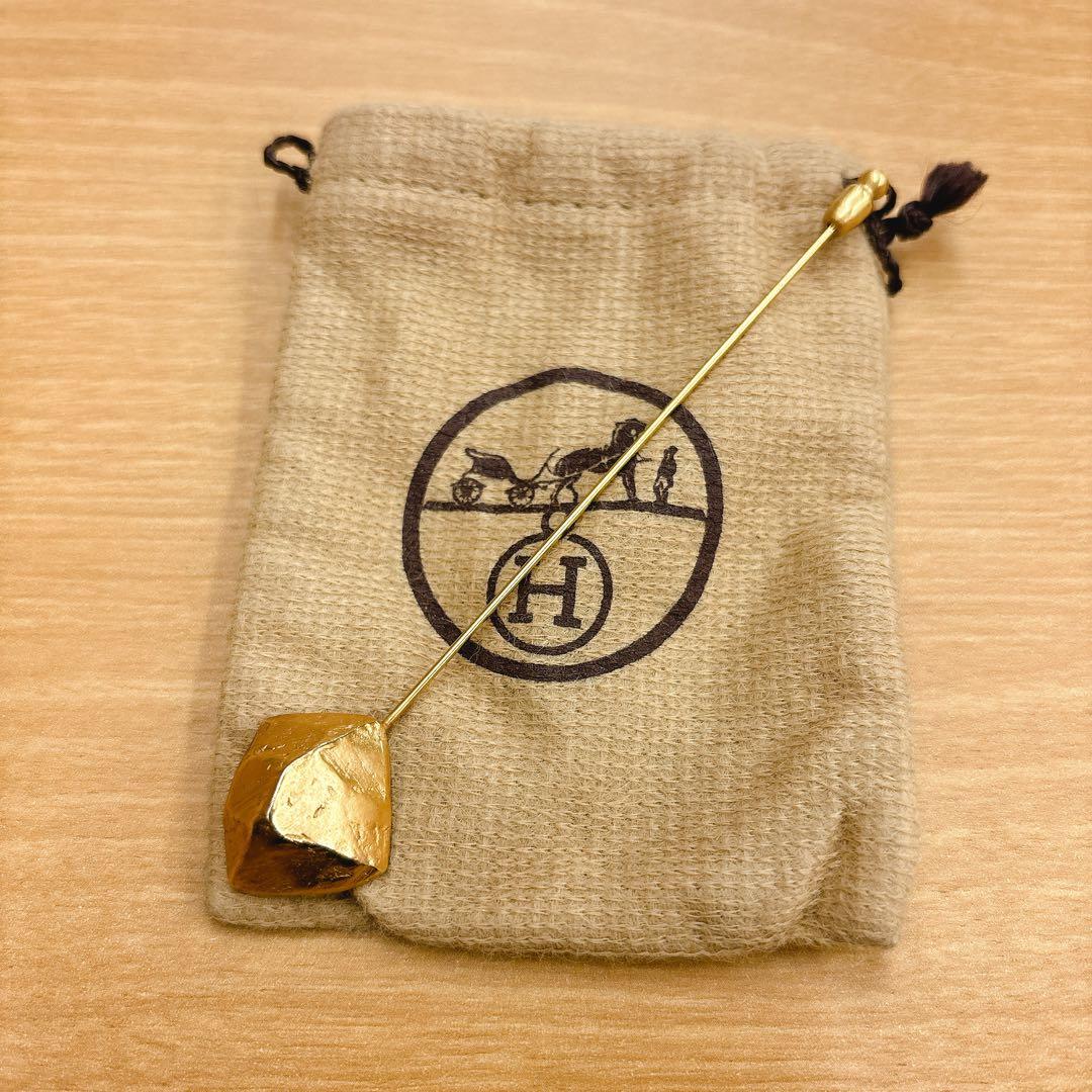 ☆エルメス　ピンブローチ　ラペルピン　ヴィンテージ　ゴールド