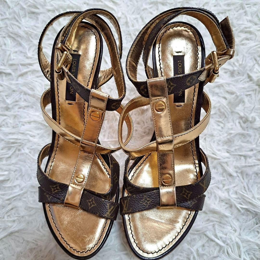 【LOUIS VUITTON】サンダル　モノグラム　ストラップ　ウェッジサンダル