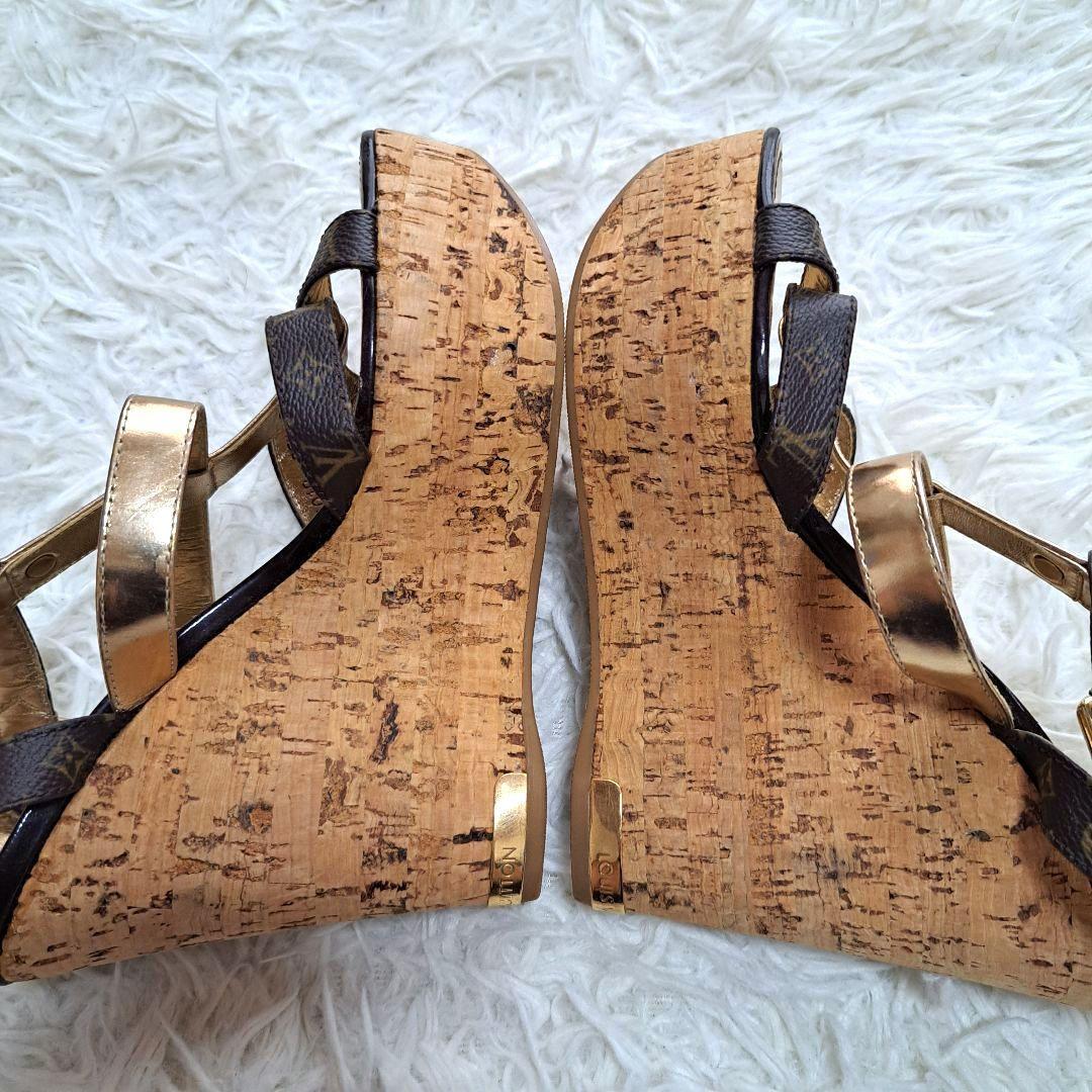 【LOUIS VUITTON】サンダル　モノグラム　ストラップ　ウェッジサンダル