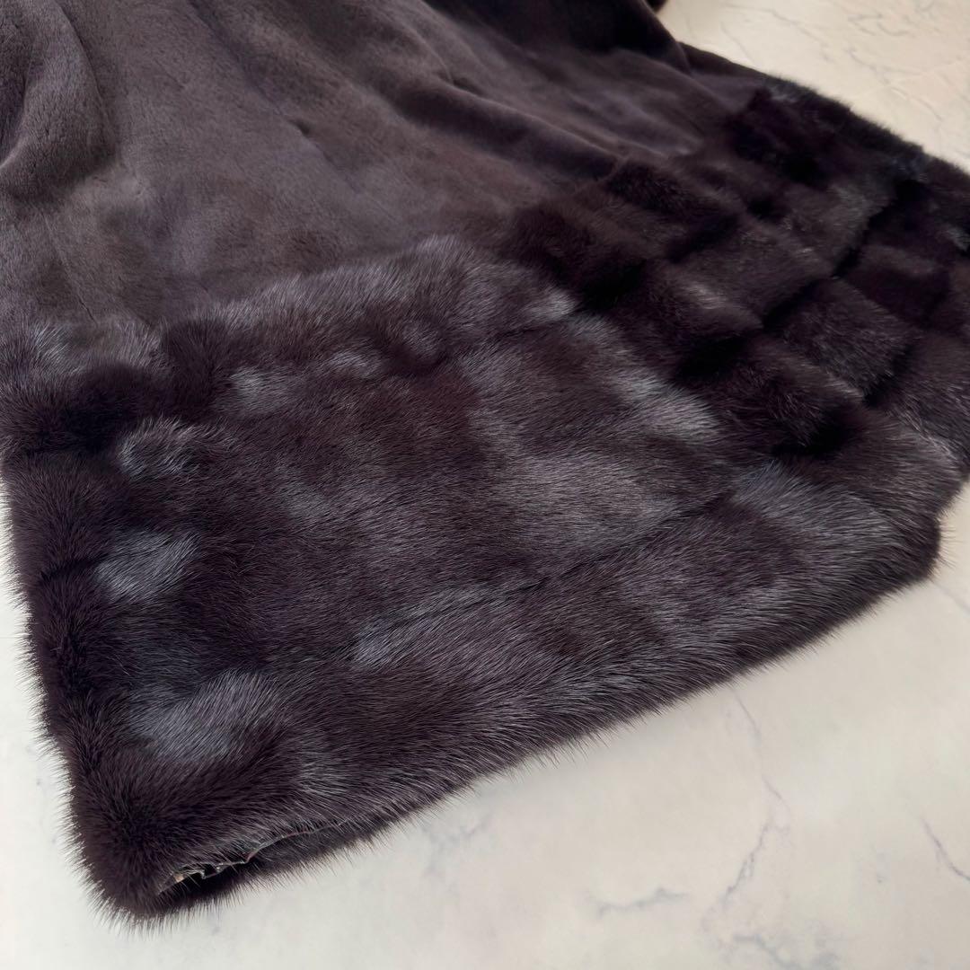 美品✨ サガミンク ミンクファーコート 本毛皮 裾デザイン 毛並み良好 ハーフ丈