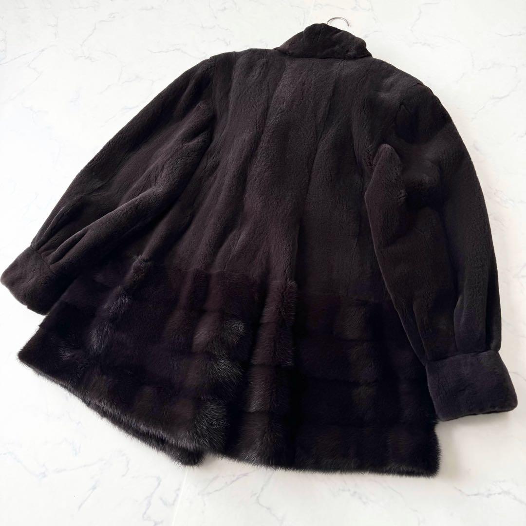 美品✨ サガミンク ミンクファーコート 本毛皮 裾デザイン 毛並み良好 ハーフ丈