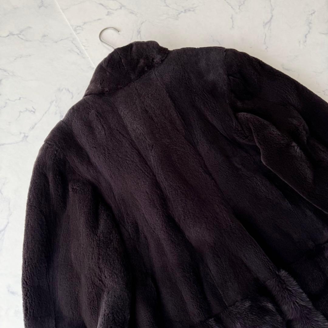 美品✨ サガミンク ミンクファーコート 本毛皮 裾デザイン 毛並み良好 ハーフ丈