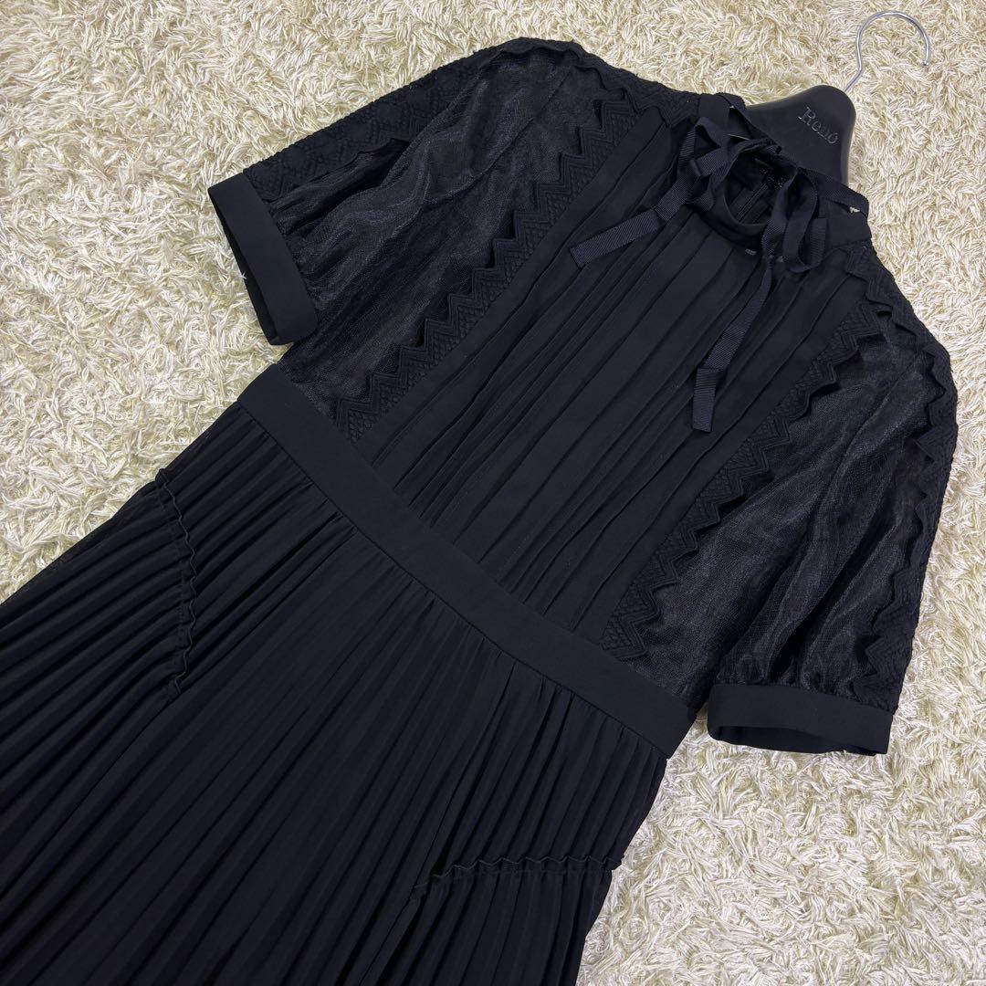 タグ付き新品　セルフォード　ボウタイ　プリーツ　ロング　フレアワンピース　36