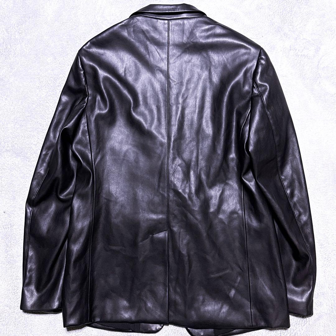 L【未使用】ZARA テーラードジャケット フェイクレザー ブラック メンズ