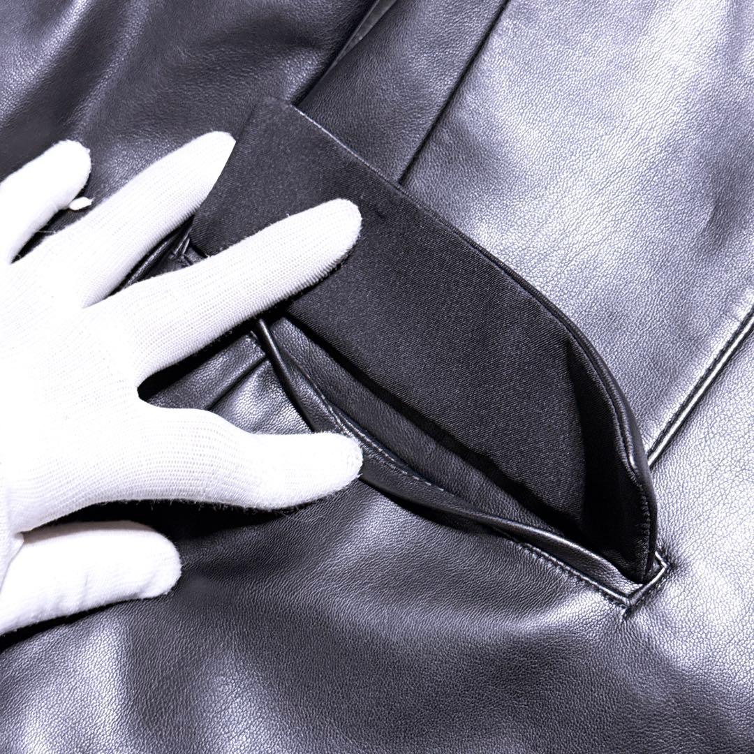 L【未使用】ZARA テーラードジャケット フェイクレザー ブラック メンズ