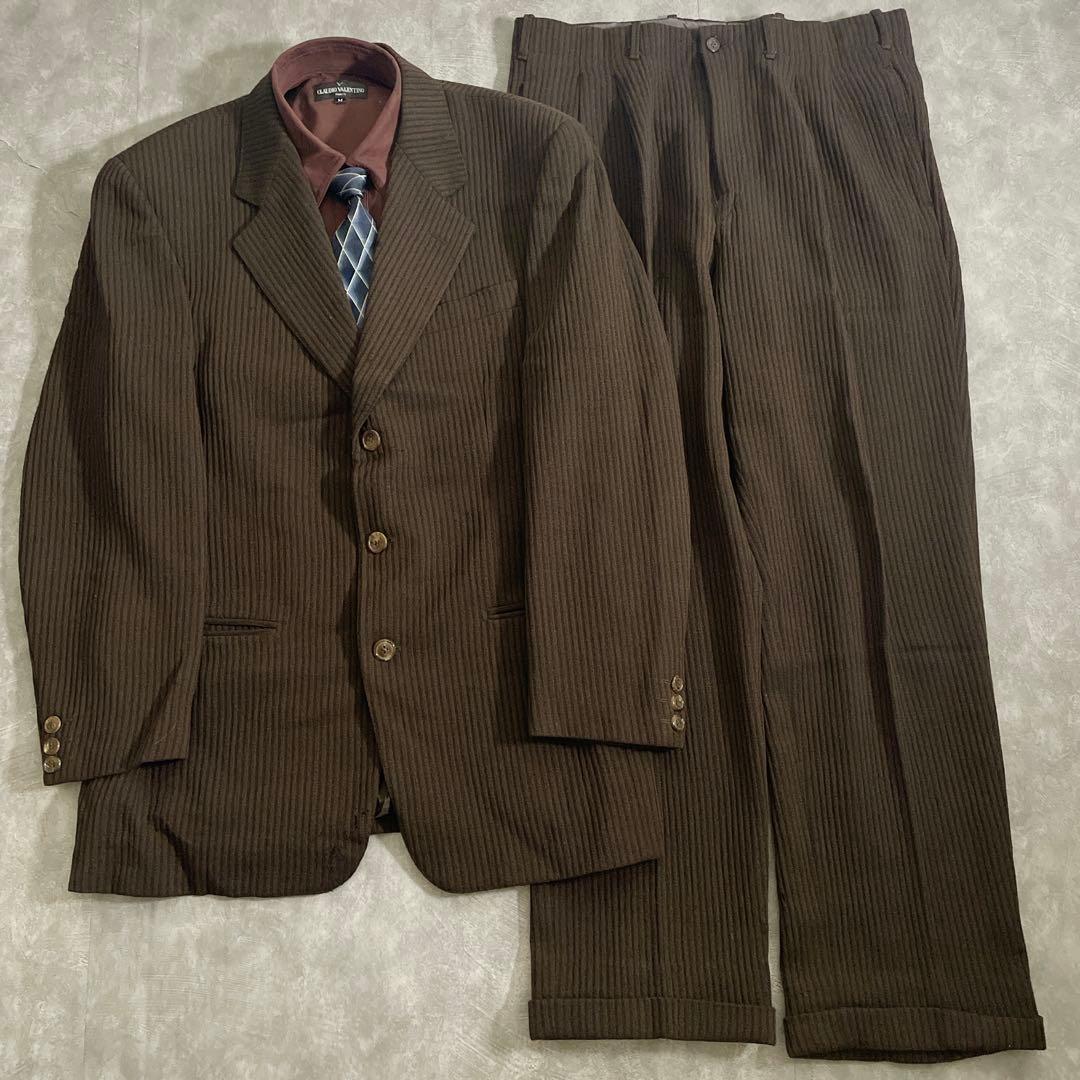 極上高級イタリア製コーデュロイスーツ × saint Laurentネクタイ